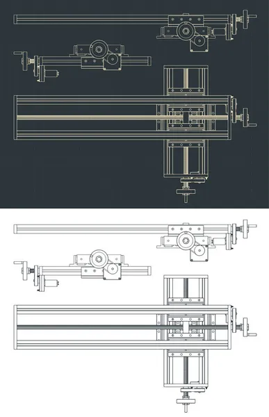 Stylized Vector Illustration Blueprints Milling Table — Stock Vector