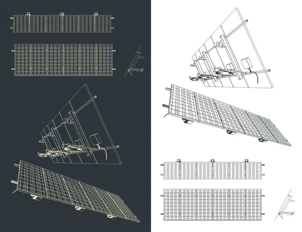 ファスナー付き太陽電池パネルの設計図のスタイルベクトル図 — ストックベクタ