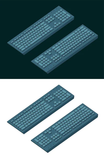 Stilisierte Vektorillustration Isometrischer Farbzeichnungen Auf Der Tastatur — Stockvektor