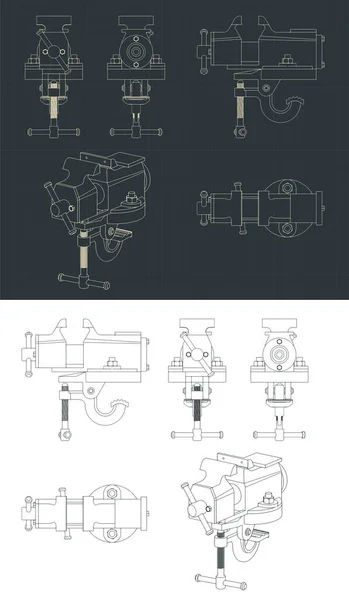 ベンチ バイスの設計図のベクトル図 — ストックベクタ