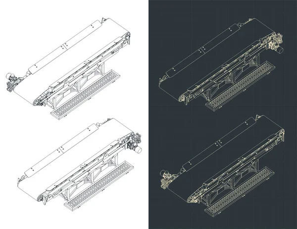 Illustration Vectorielle Stylisée Des Plans Isométriques Ligne Convoyeur — Image vectorielle