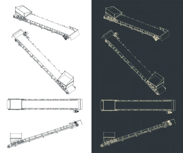 Stilisierte Vektorillustration Der Baupläne Des Hubförderers — Stockvektor