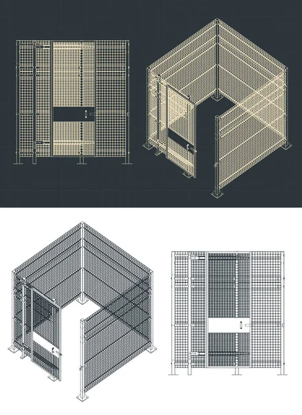 Illustrazione Stilizzata Dei Modelli Recinzione Industriale — Vettoriale Stock