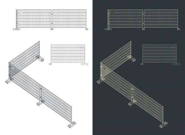 Illustration Vectorielle Stylisée Des Plans Clôture Construction Modulaire — Image vectorielle