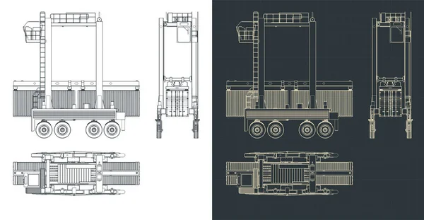 Ilustração Vetorial Estilizada Plantas Transportador Straddle Processo Transporte Recipiente —  Vetores de Stock