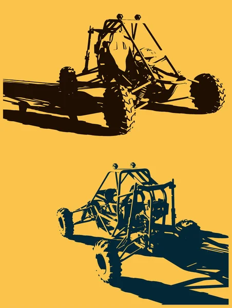 Road Buggy Yarışı Temasında Biçimlendirilmiş Vektör Çizimleri Şablonu — Stok Vektör