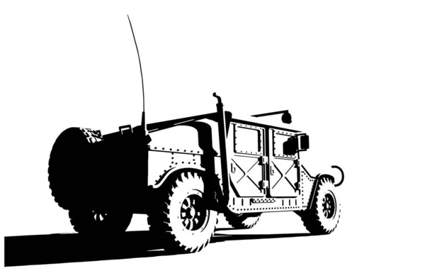 Askeri Bir Road Aracının Biçimlendirilmiş Vektör Çizimi — Stok Vektör