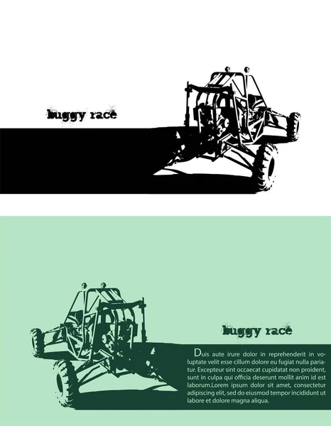 Stilisierte Vektorillustrationsvorlage Zum Thema Rennen Auf Einem Buggy — Stockvektor