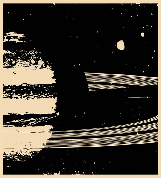 Стилізована Векторна Ілюстрація Планети Кільцями Крупним Планом Ретро Стиль — стоковий вектор