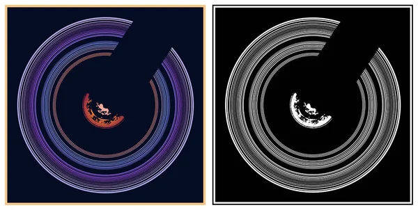 Two Stylized Vector Illustrations Saturn Unusual Perspective — Stock vektor