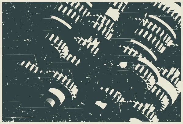 Stilisierte Vektorillustration Von Getriebemechanismen Retro Poster Stil — Stockvektor
