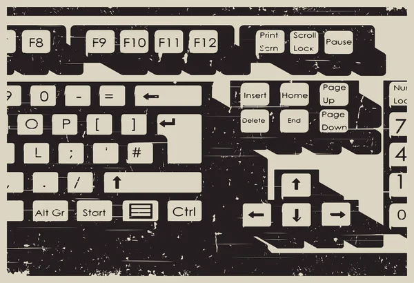 Стилізована Векторна Ілюстрація Механічної Клавіатури Крупним Планом Ретро Плакат — стоковий вектор