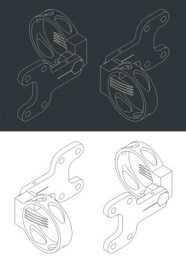 Bileşik okçuluk görüşünün izometrik planlarının stilize vektör çizimleri