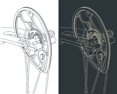 Bileşik yay kamerasının biçimlendirilmiş vektör çizimleri