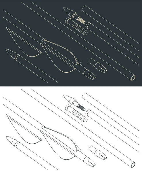 Spor okları ve bileşenlerinin stilize edilmiş vektör illüstrasyonu
