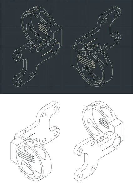 Stilisierte Vektorillustrationen Isometrischer Baupläne Eines Zusammengesetzten Bogenschießens — Stockvektor
