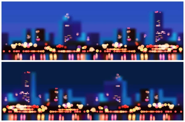 现实的矢量图解的大城市灯与Bokeh 必要时可横向无缝说明 — 图库矢量图片