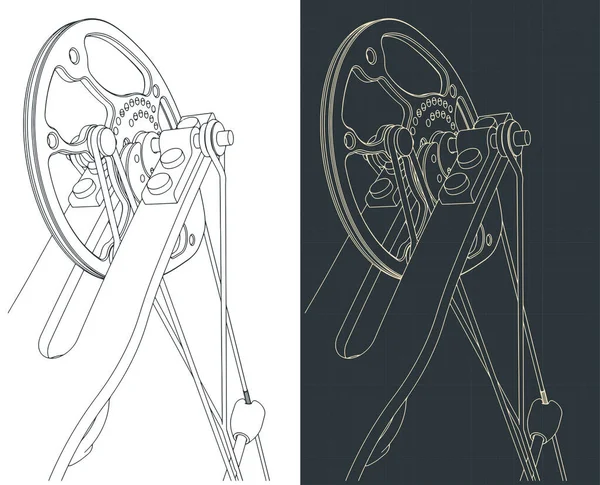 Ilustraciones Vectoriales Estilizadas Del Primer Plano Compuesto Leva Arco — Archivo Imágenes Vectoriales