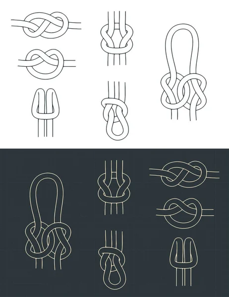 Stilisierte Vektor Illustrationen Von Knoten Mini Set — Stockvektor