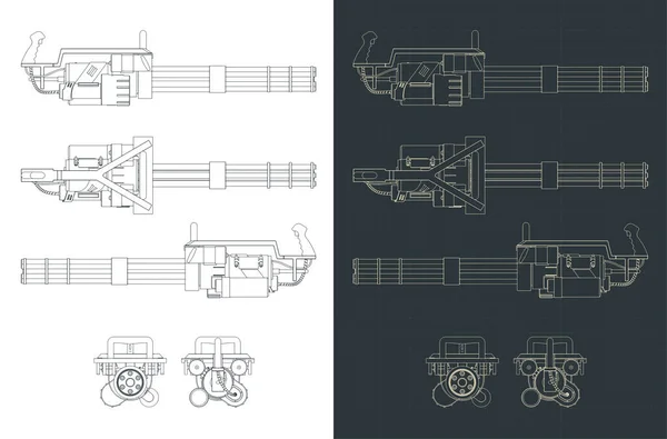 Ilustración Vectorial Estilizada Planos Minigun — Vector de stock