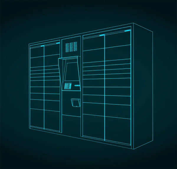 Ilustración Vectorial Estilizada Del Terminal Paquetes Automatizado — Archivo Imágenes Vectoriales