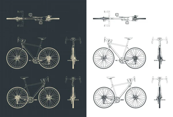 Stylized Vector Illustration Blueprints Bicycle — Stock Vector
