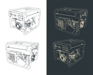 Benzin jeneratörünün biçimlendirilmiş vektör çizimi
