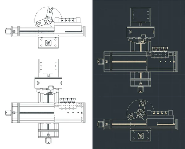 Cnc Esztergagép Tervrajzainak Stilizált Vektoros Illusztrációja — Stock Vector