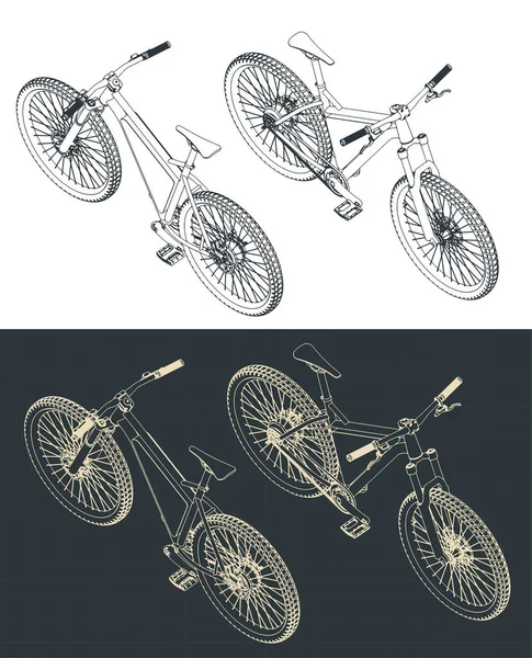 Στυλιζαρισμένη Διανυσματική Απεικόνιση Ισομετρικών Σχεδίων Ηλεκτρικών Ποδηλάτων — Διανυσματικό Αρχείο
