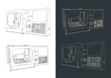 Masaüstü CNC yönlendirici makinesinin biçimlendirilmiş vektör çizimi