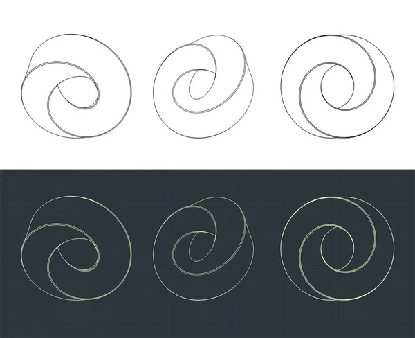 Stylized Vector Illustration Drawings Chubby Mobius Strip Set — ストックベクタ