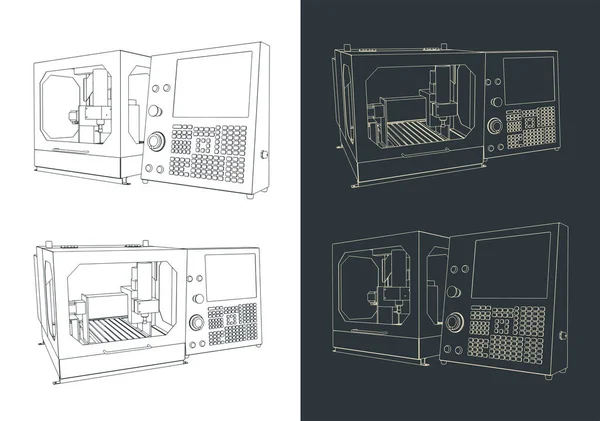 Stylized Vector Illustration Desktop Cnc Router Machine — Image vectorielle