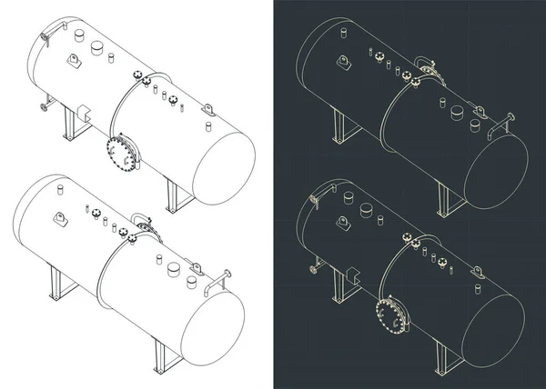 Illustrazione Stilizzata Del Vettore Dei Progetti Isometrici Del Serbatoio Pressione — Vettoriale Stock