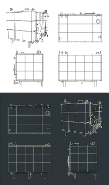 Stylized Vector Illustration Blueprints Pressure Tank — стоковый вектор