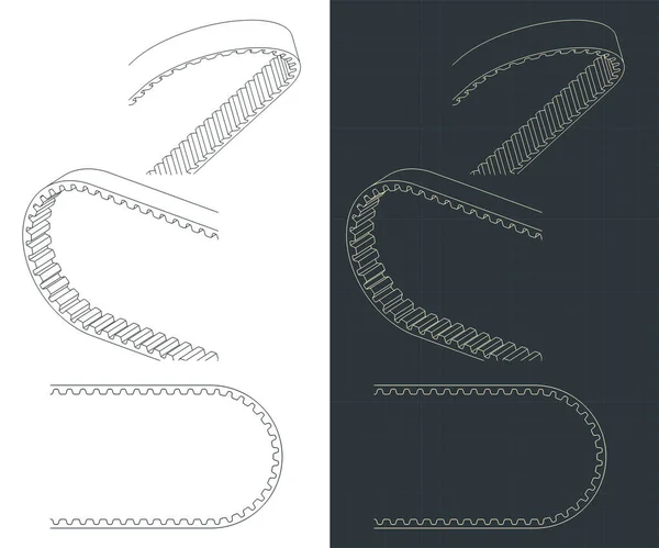 Stylized Vector Illustration Drawings Toothed Belt — Wektor stockowy