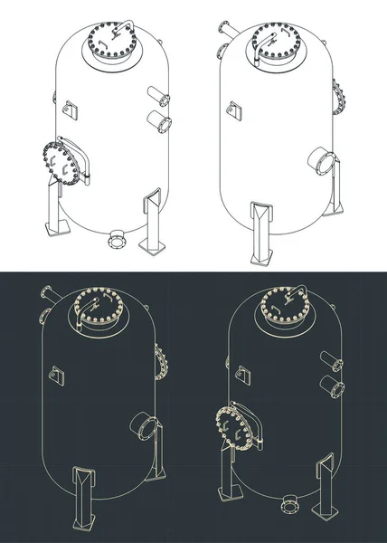 Illustrazione Stilizzata Del Vettore Dei Progetti Isometrici Del Serbatoio Pressione — Vettoriale Stock