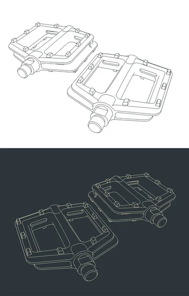 Stylized Vector Illustration Drawings Bicycle Pedals — Vettoriale Stock