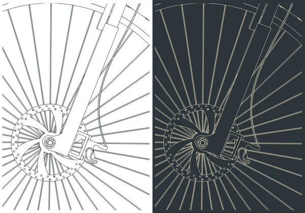 Stylized Vector Illustration Bicycle Fork Front Wheel Close — Wektor stockowy