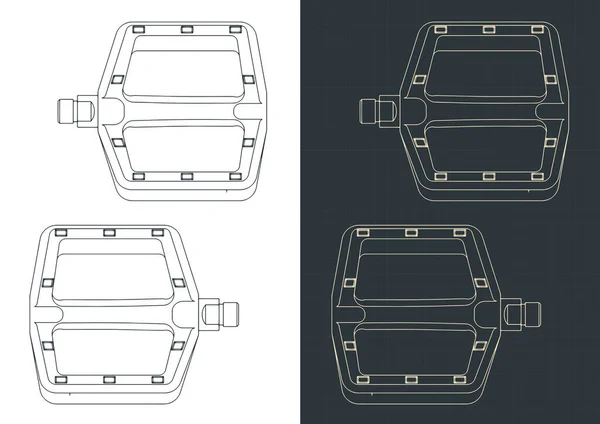 Stylized Vector Illustration Blueprints Bicycle Pedals — Διανυσματικό Αρχείο