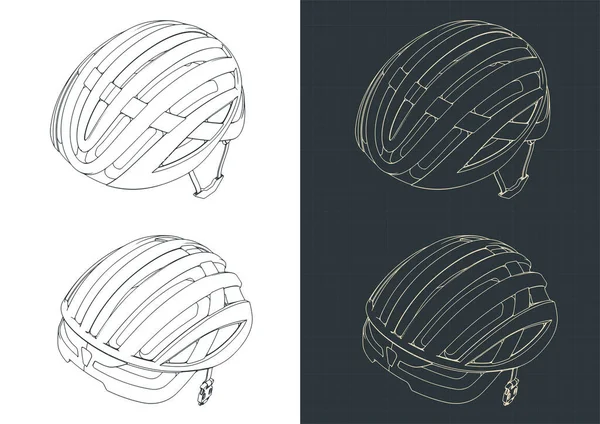 Stylized Vector Illustration Isometric Blueprints Bike Helmet — Wektor stockowy