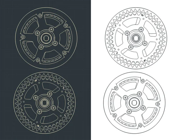 krankset planlarının biçimlendirilmiş vektör çizimi