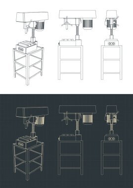 Sondaj makinesinin çizimlerinin biçimlendirilmiş vektör çizimi