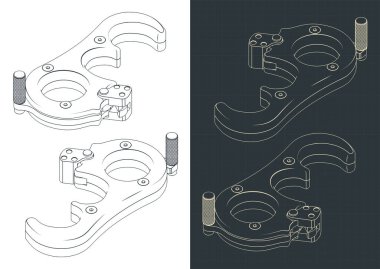 Okçuluk salınımının izometrik planlarının biçimlendirilmiş vektör çizimi
