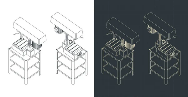 Stylized Vector Illustration Isometric Drawings Drilling Machine — Vettoriale Stock