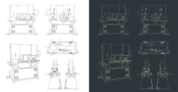 Gestileerde Vector Illustratie Van Blauwdrukken Van Ponsmachine — Stockvector