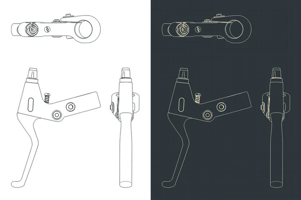 Stylized Vector Illustration Blueprints Bicycle Brake Lever — Vetor de Stock