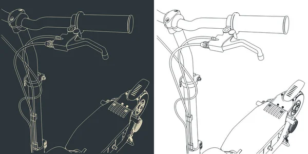 Illustrations Vectorielles Stylisées Scooter Électrique Gros Plan — Image vectorielle