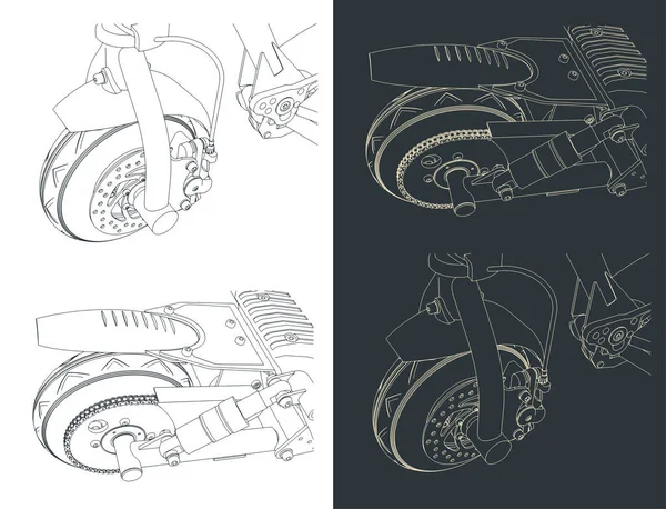 Illustrations Vectorielles Stylisées Roue Mécanismes Scooter Électrique Gros Plan — Image vectorielle