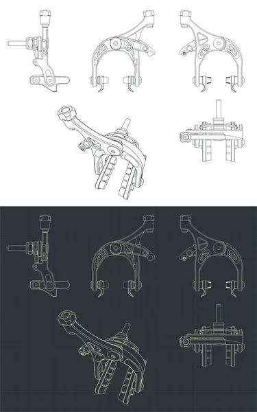 Illustrazione Stilizzata Del Vettore Dei Progetti Della Pinza Freno Bici — Vettoriale Stock