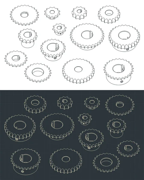 Illustrazione Vettoriale Stilizzata Schemi Isometrici Diversi Pignoni — Vettoriale Stock